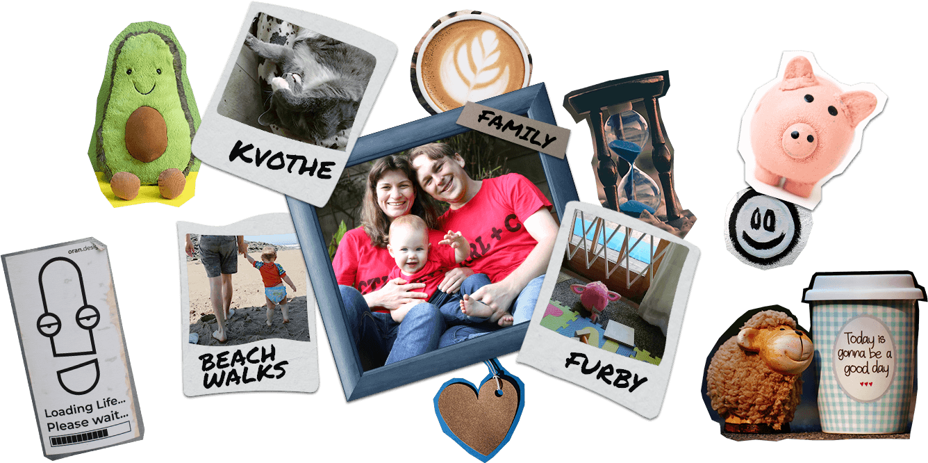 Scrapbook collage depicting various cut outs