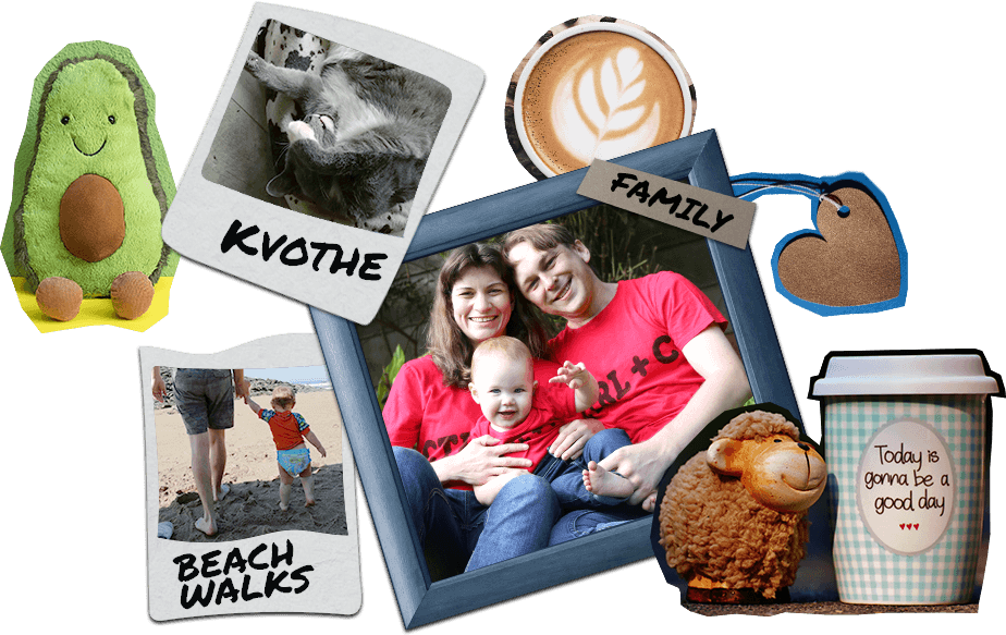 Scrapbook collage depicting various cut outs